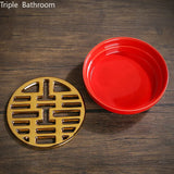 Chinese Red Ceramic Soap Dish Double Layer Drain Soap Box Home High Quality Soap Holder Storage Container Bathroom Accessories
