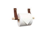 Toilettenpapierhalter Leder und Holz
