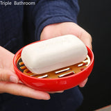 Chinese Red Ceramic Soap Dish Double Layer Drain Soap Box Home High Quality Soap Holder Storage Container Bathroom Accessories