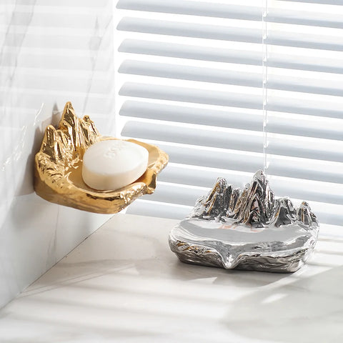 Luxury Yamagata Soap Box Wall-hung Punch-free Creative Storage Drain Rack Water-free Soap Dish Ceramic Bathroom Decoration